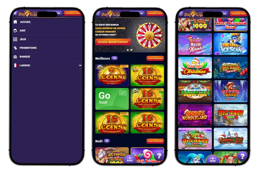 Version mobile optimisée du site Play Regal Casino sur smartphone